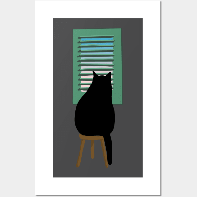 Fat cat longing Wall Art by Yaalala